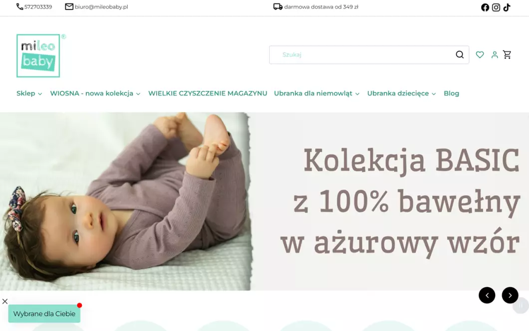 Ubranka dla niemowląt - MiLeo Baby - zrzut ekranu