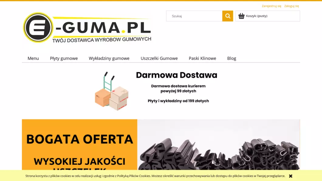 Wyroby gumowe | Sklep internetowy E-guma.pl - zrzut ekranu