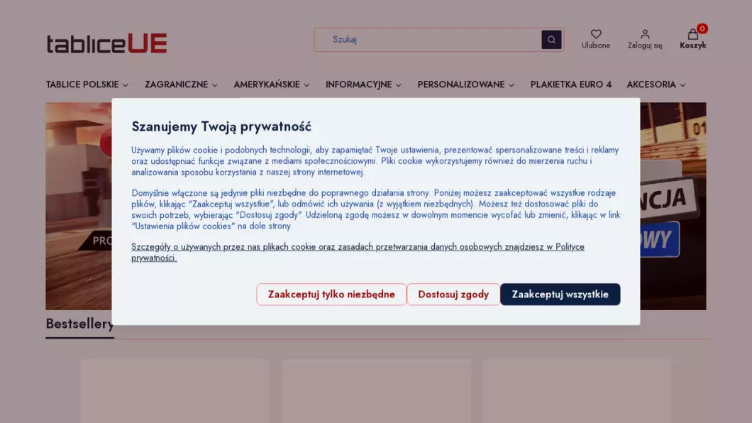 Tablice EU - zrzut ekranu