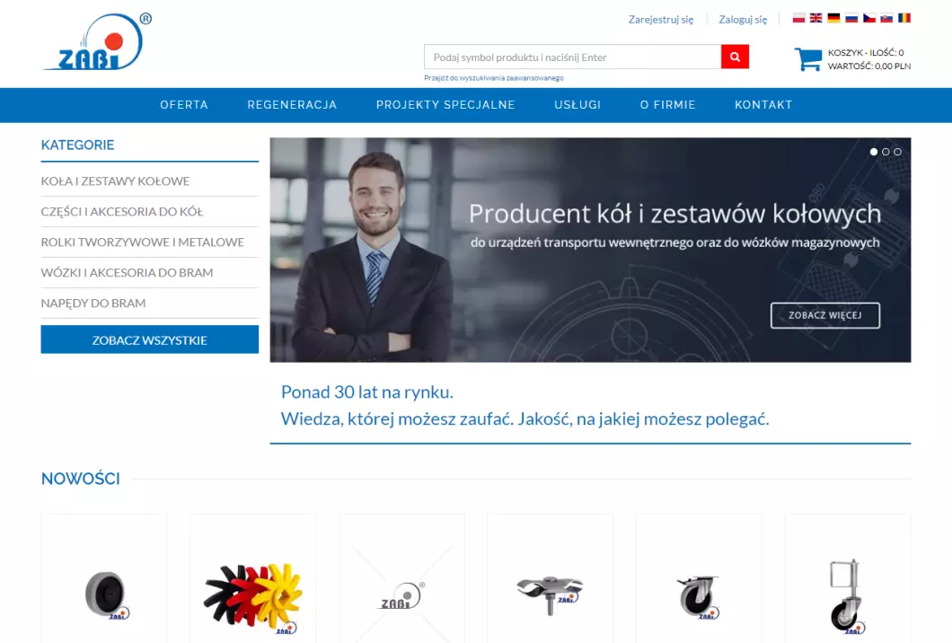 Zabi - producent zestawów kołowych - zrzut ekranu