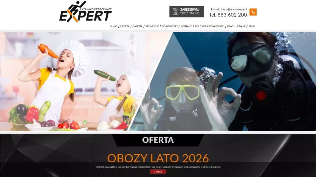 Kolonie dla dzieci - Obozy Expert - zrzut ekranu