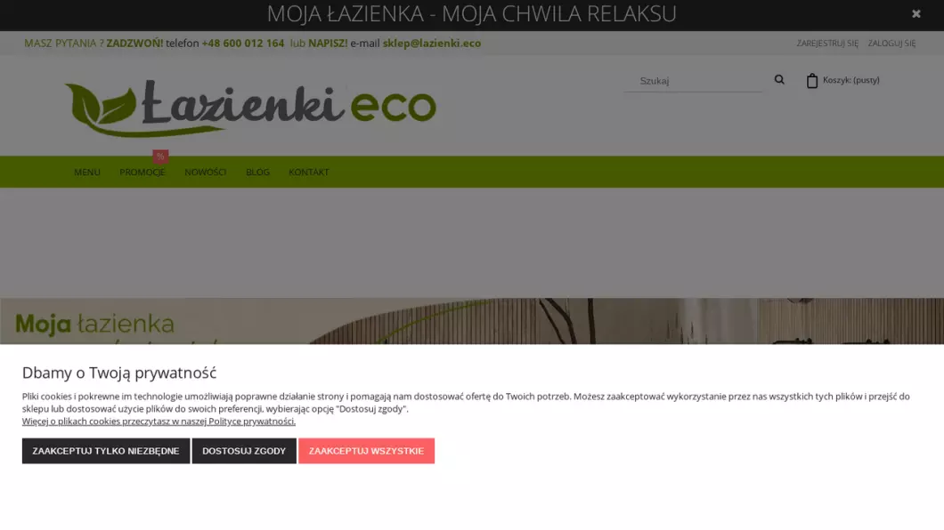 Wyposażenie łazienek Łazienki.eco - zrzut ekranu