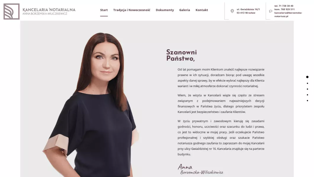 Notariusz Wrocław - Kancelaria Notarialna Anna Borzemska-Wiliczkiewicz - zrzut ekranu
